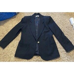 Vintage Koret Career Women’s 100% Wool Lined Blazer Suit Jacket Black Size M/L